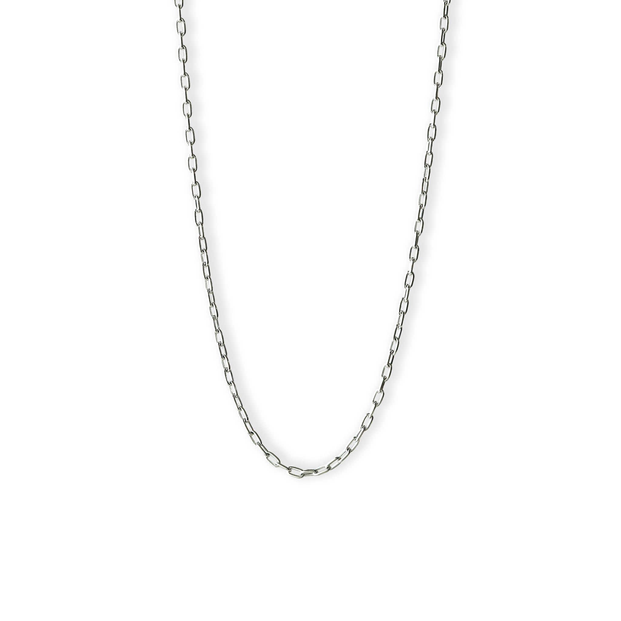 Silver925 cable chain necklace with elongated oval links, lightweight and casual design in 40cm or 45cm length.
